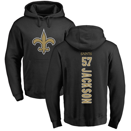 Men New Orleans Saints Black Rickey Jackson Backer NFL Football #57 Pullover Hoodie Sweatshirts->new orleans saints->NFL Jersey